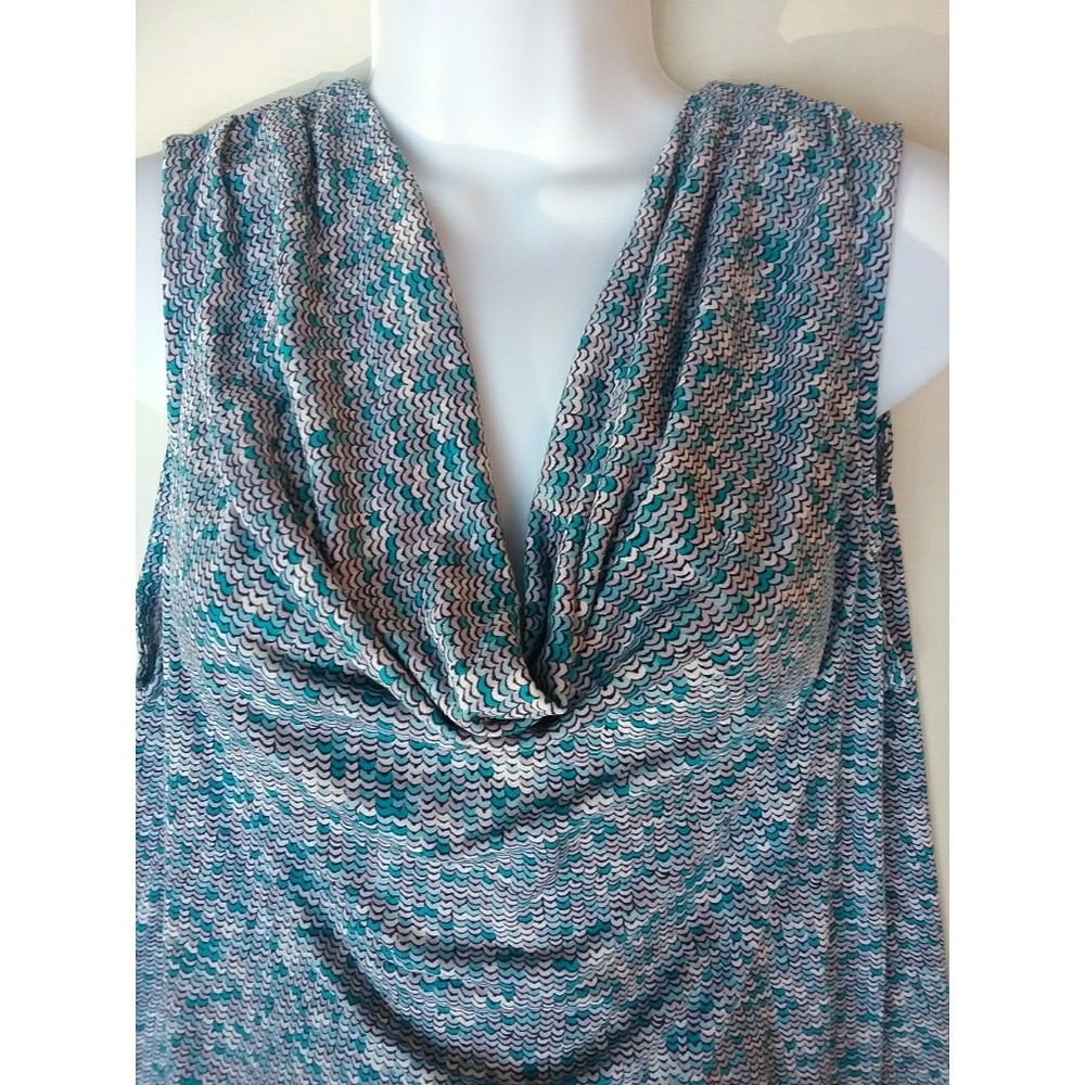 Multicolor Teal Cowl Neak Tank Top Size XL